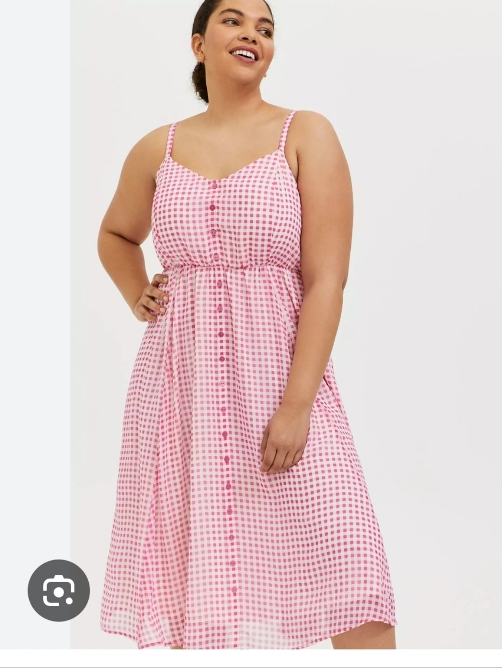TORRID Pink Gingham Button-Front Sundress